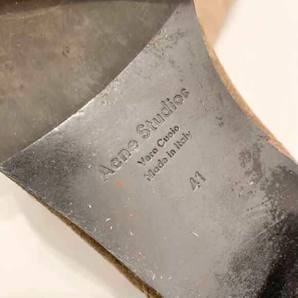 Acne Studios Jensen Women's Ankle Boots Tan Suede Leather Pointed Toe Chelsea 41 - Picture 10 of 10